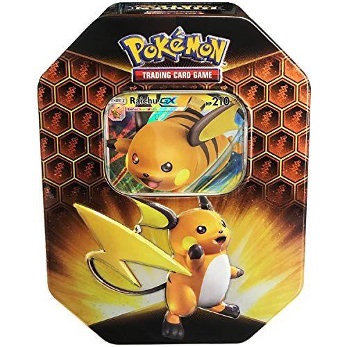 Imagem de Pokemon TCG: SM11.5 Hidden Fates Gx Tin- Raichu + 1 de 3 Cartões Pokémon-GX Foil + 4 Booster Pack