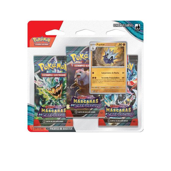 Imagem de Pokémon Triple Pack Pupitar Ev6 Mascaras Do Crepusculo Copag