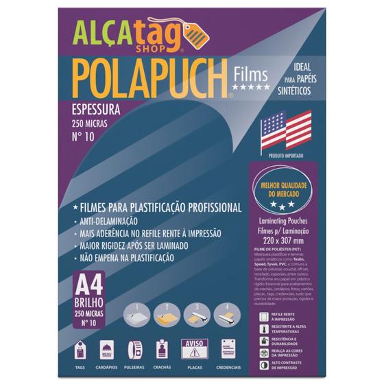 Imagem de PolaPuch Plástico para Plastificação N10, Esp 0.1, 250 mic - A4