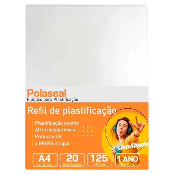Imagem de Polaseal Plástico para Plastificação A4 220x307x0,05mm 20un