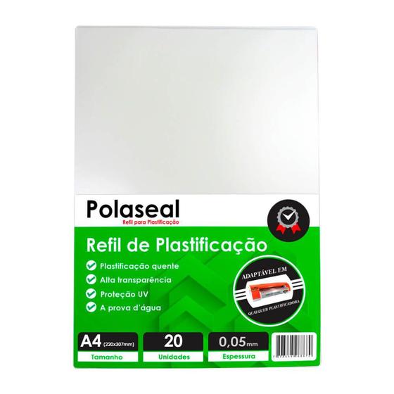 Imagem de Polaseal Plástico para Plastificação A4 220x307x0,05mm 20un