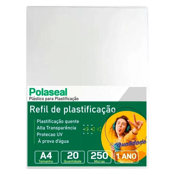 Imagem de Polaseal Plástico Para Plastificação A4 220x307x0,10mm 20un