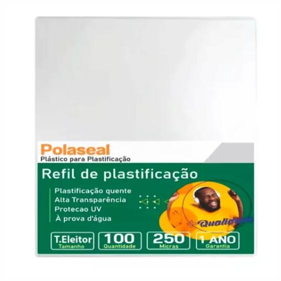 Imagem de Polaseal Plástico para Plastificação T.Eleitor 66x106x0,10mm 100un