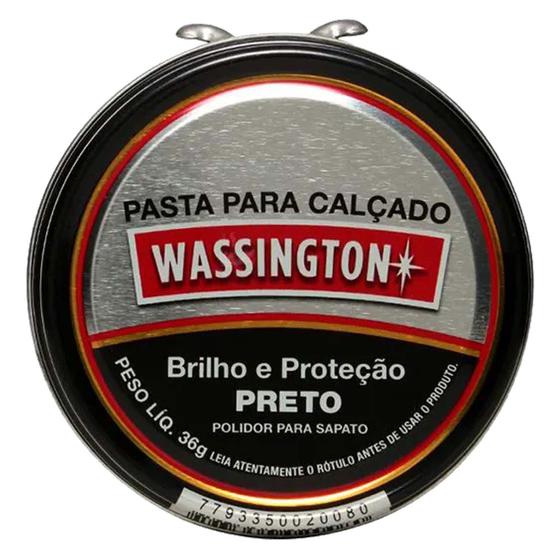 Imagem de Polidor Sapato Pasta Preto Wassington Brilho e Proteção 36g