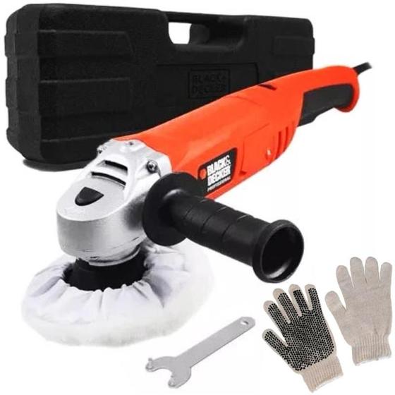 Imagem de Politriz Profissional 5 POL 600W WP600K-BR c/ Maleta BLACK & DECKER + 1 Par de Luvas