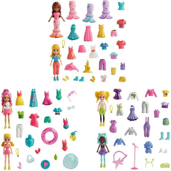 Imagem de Polly Pocket Conjunto de Moda Grande com 2 Bonecas e 25 Acessórios