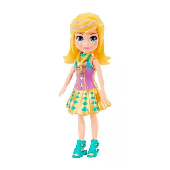 Imagem de Polly Pocket Mini Boneca Vestido Dourado - Mattel