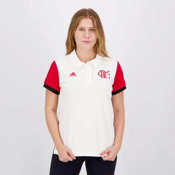 Imagem de Polo Adidas Flamengo Feminina Branca
