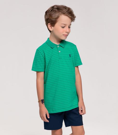 Imagem de Polo Infantil Masculina Listrada Trick Nick Verde