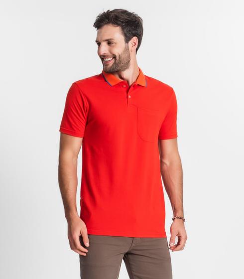 Imagem de Polo Masculina Básica Com Detalhes Na Gola Select Laranja