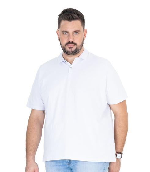 Imagem de Polo Masculina Básica Plus Size Piquê Diametro Branco