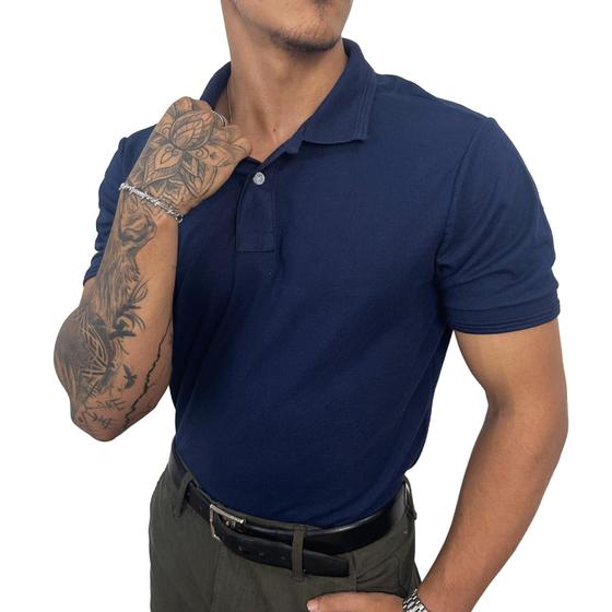 Imagem de Polo Masculina Piquet Alta Qualidade Camisa Básica 100% Algodão Gola Polo Uniforme Casual