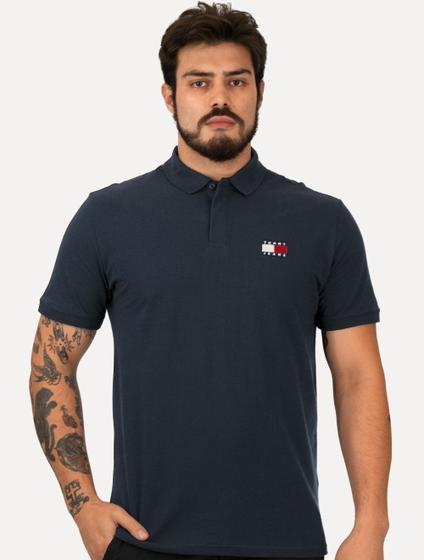 Imagem de Polo Tommy Jeans Regular Classic Flag Badge Azul Escuro