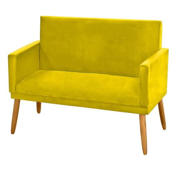 Imagem de Poltrona 2 Lugares Simples para Sala Decorativa Suede Amarelo