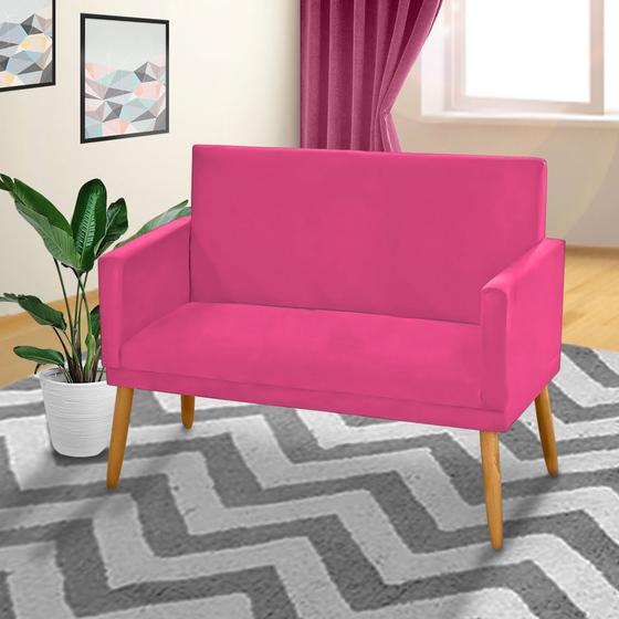 Imagem de Poltrona 2 Lugares Simples para Sala Decorativa Tecido Sintético Rosa Pink