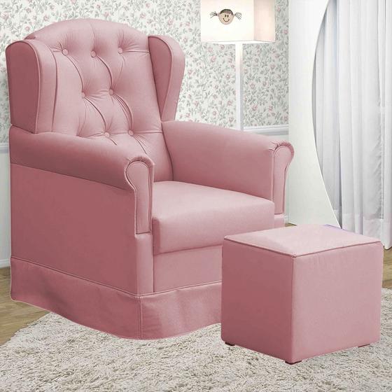 Imagem de Poltrona Amamentação Balanço Manu com Puff Suede Rosa