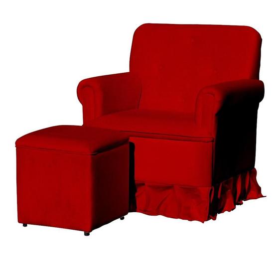 Imagem de Poltrona Amamentação Com Puff Laura Suede Vermelho - LM DECOR