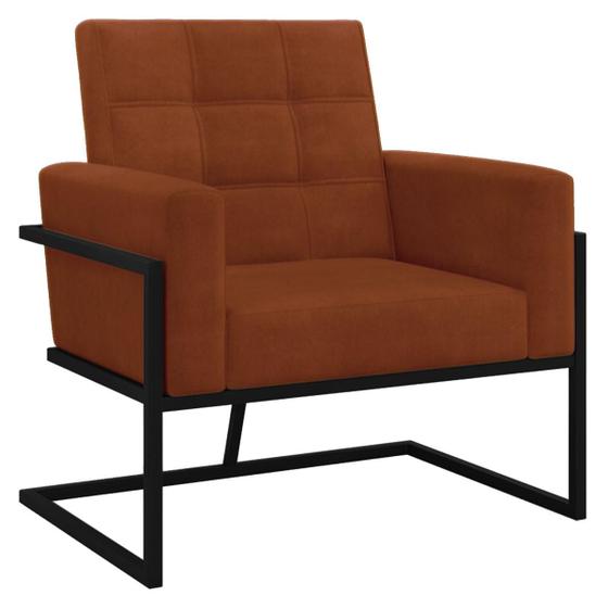 Imagem de Poltrona Base de metal para Recepção Sala de Estar Decorativa Cadeira Estofada Resistente Escritório Recepção Manicure