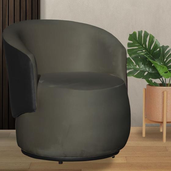 Imagem de Poltrona Beatriz Veludo Grafite Com Composê Preto - Vallisa Decor