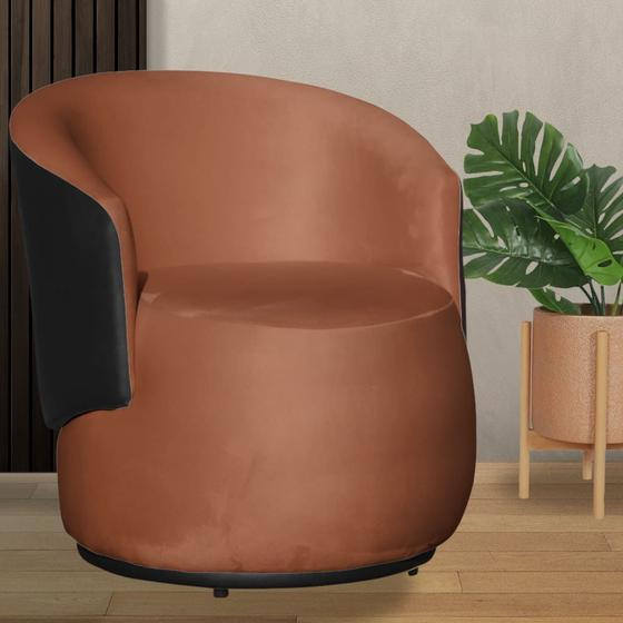 Imagem de Poltrona Beatriz Veludo Terracota Com Composê Preto - Vallisa Decor