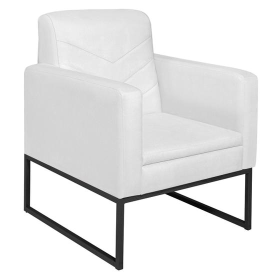 Imagem de Poltrona Bella Base de Ferro Preta Suede Branco - ADJ Decor