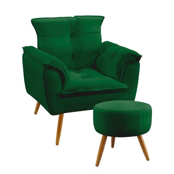 Imagem de Poltrona Beta com Puff Solar Suede Verde Aradecor