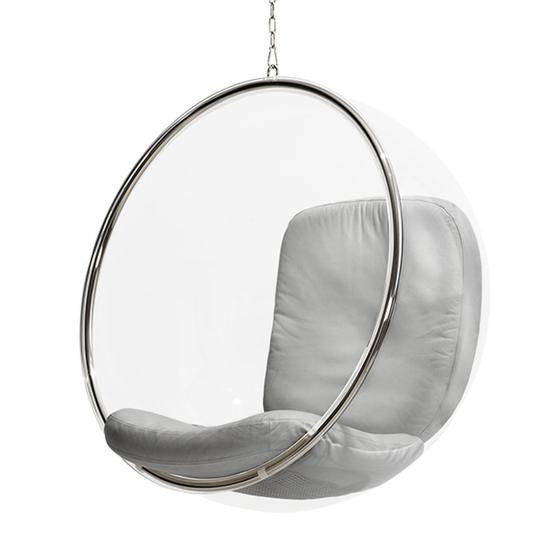 Imagem de Poltrona Bubble Chair Acrilico com Estofado Sued - Cinza