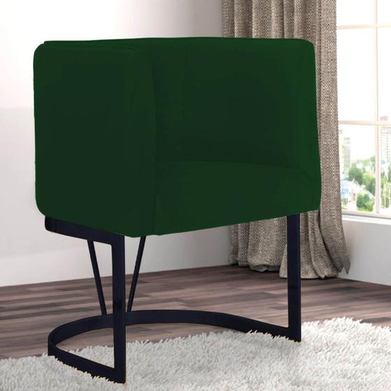 Imagem de Poltrona Cadeira Aurora Luxo Confort Industrial Ferro Preto Suede Verde Escuro - Ahz Móveis