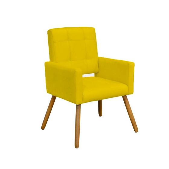 Imagem de Poltrona Cadeira Camila Clinica Escritório Recepção Consultório Suede Amarelo - LM DECOR