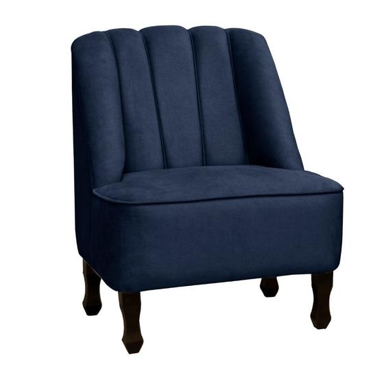 Imagem de Poltrona Cadeira Carlita Classic Luxo Para Escritório Sala Suede Azul Marinho - Ahazzo Móveis