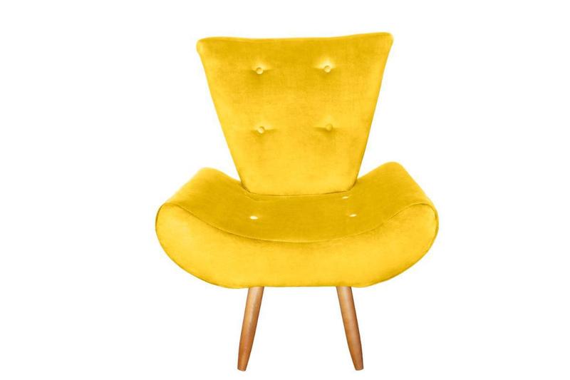 Imagem de Poltrona Cadeira Decorativa Ane Sala Recepção Suede Amarelo