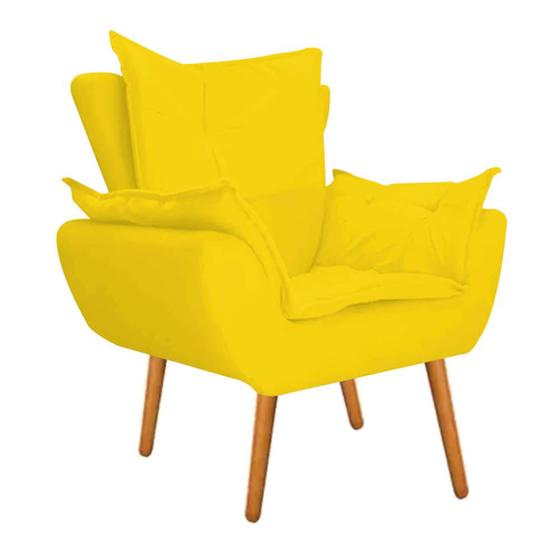 Imagem de Poltrona Cadeira Decorativa  Apollo Sala de Estar Recepção Escritório Suede Amarelo - Damaffê Móveis