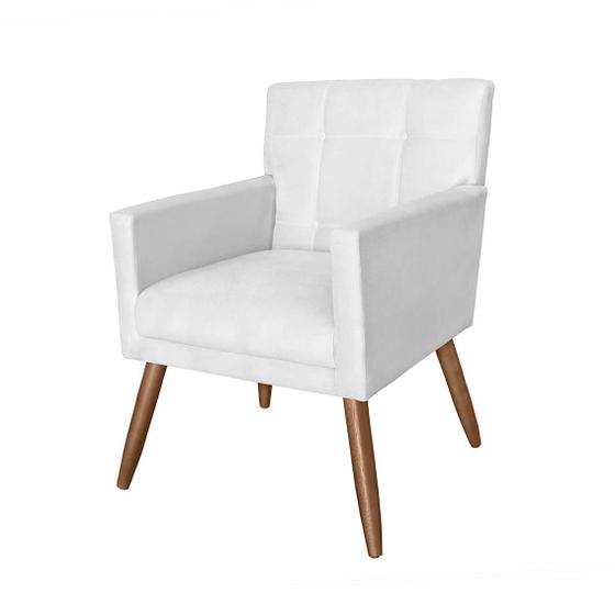 Imagem de Poltrona Cadeira Decorativa Estofada Para Consultório Onix Suede Branco - LM DECOR