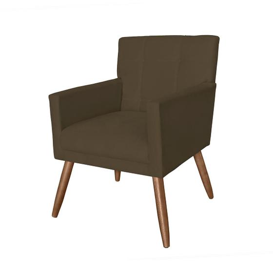 Imagem de Poltrona Cadeira Decorativa Estofada Para Consultório Onix Suede Marrom - LM DECOR