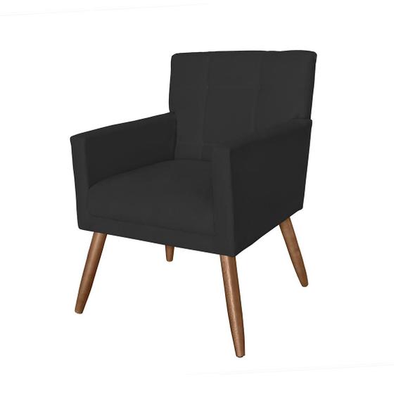 Imagem de Poltrona Cadeira Decorativa Estofada Para Consultório Onix Suede Preto - DL Decor