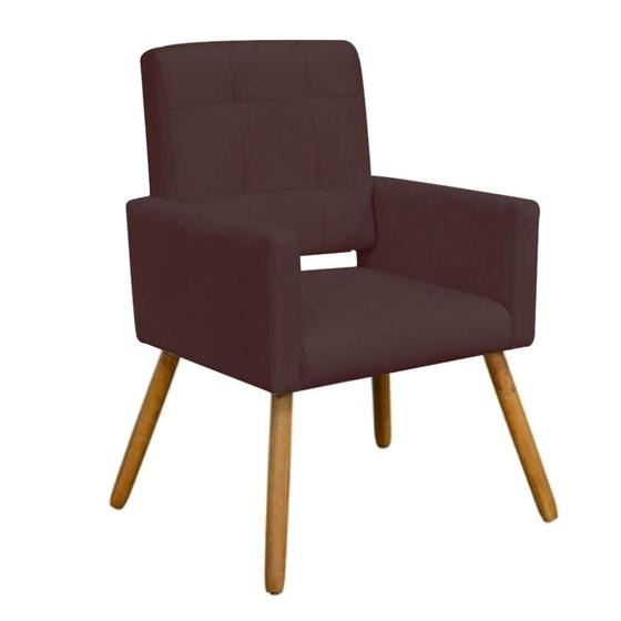 Imagem de Poltrona Cadeira Decorativa  Hit Pé Palito Sala de Estar Recepção Escritório material sintético Marrom - KDAcanto Móveis