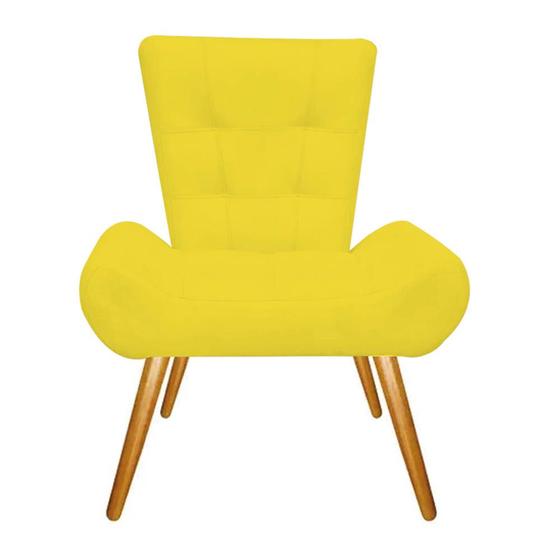 Imagem de Poltrona Cadeira Decorativa  Nani Sala de Estar Recepção Escritório material sintético Amarelo - Damaffê Móveis