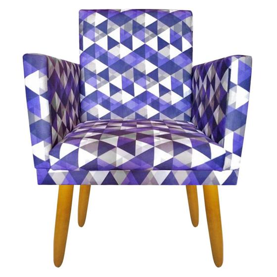 Imagem de Poltrona Cadeira Decorativa Nina Encosto Alto Rodapé Triangulo Roxo