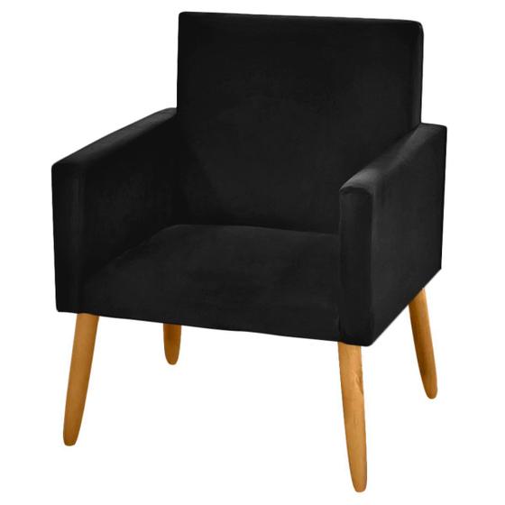 Imagem de Poltrona Cadeira Decorativa Nina Encosto Alto Suede Preto - 2M Decor
