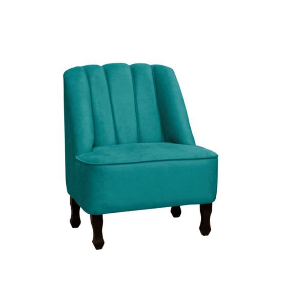Imagem de Poltrona Cadeira Decorativa Para Sala de Estar e Quarto Teles Suede Azul Turquesa