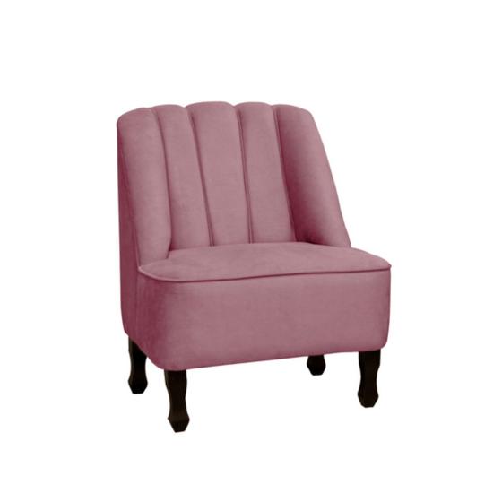 Imagem de Poltrona Cadeira Decorativa Para Sala de Estar e Quarto Teles Suede Rosa