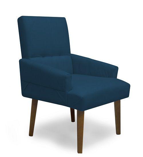 Imagem de Poltrona Cadeira Decorativa Sala de Jantar Itália Suede Azul Marinho - MeularDecor