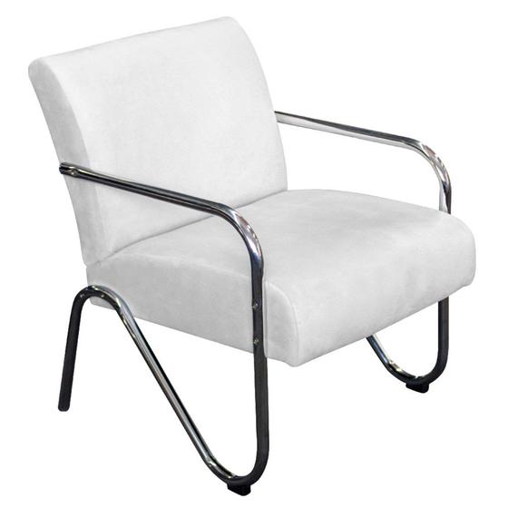 Imagem de Poltrona Cadeira Decorativa Sara para Sala Quarto Suede Branco - AM Decor