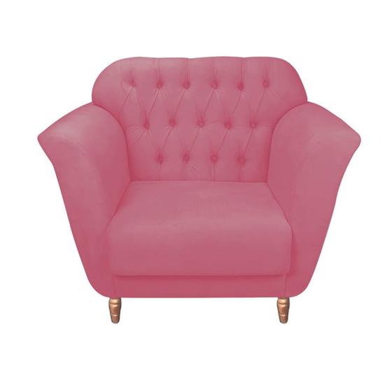 Imagem de Poltrona Cadeira Decorativa  Ster com Capitone  Sala de Estar Recepção Escritório material sintético Rosa Bebê - KDAcanto Móveis