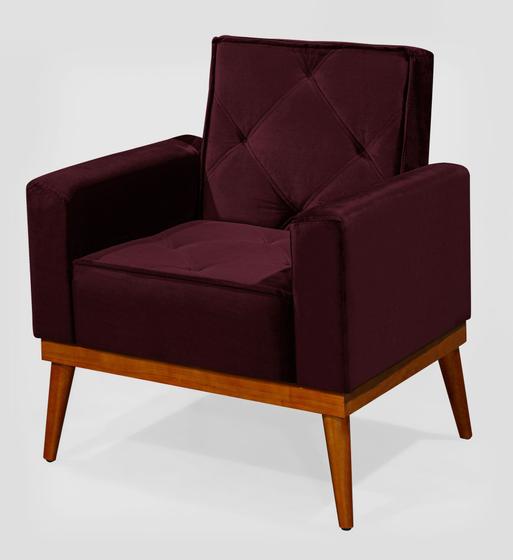 Imagem de Poltrona Cadeira Decorativa Veludo Vinho Bordô Vermelho Escuro Leitura Conforto Direto da Fábrica