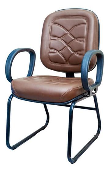 Imagem de Poltrona Cadeira Escritório Marrom Superior Base Fixa Promo