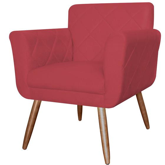 Imagem de Poltrona Cadeira Isabella Decorativa Estofada Pés Palito Corano Vemelho - INCASA DECOR