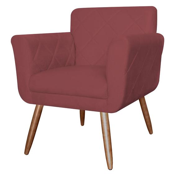 Imagem de Poltrona Cadeira Isabella Decorativa Estofada Pés Palito Suede Vermelho Bordo - INCASA DECOR