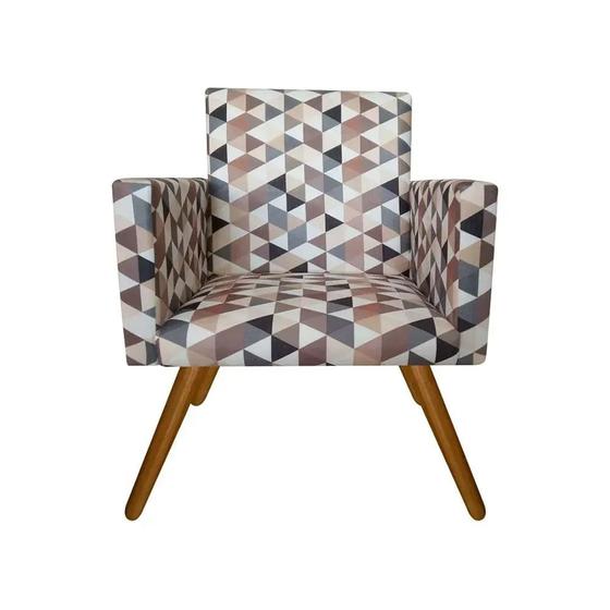 Imagem de Poltrona Cadeira Nina Decorativa Sala Quarto Recepção Luxo Suede Triângulo bege-JBF