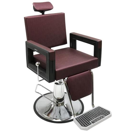 Imagem de Poltrona Cadeira Reclinável Barbeiro Maquiagem Salão Dompel - Vinho Barber Square